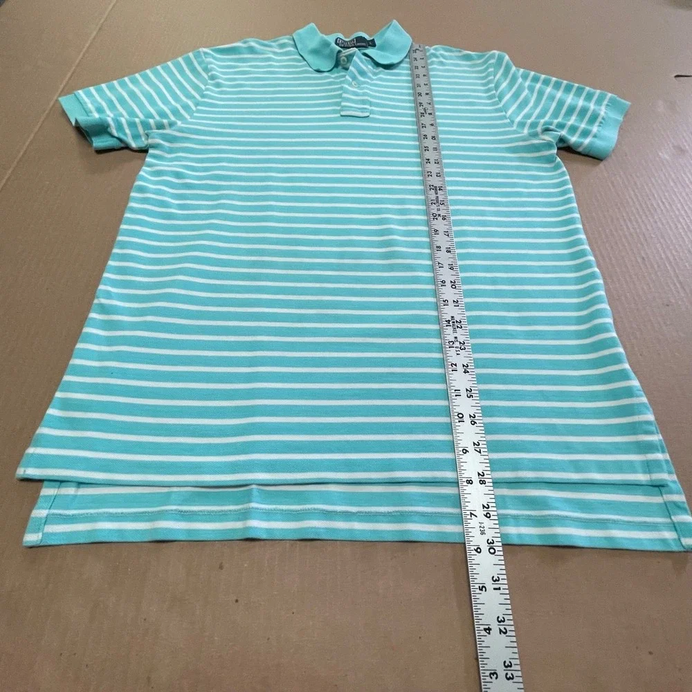 Polo Ralph Lauren Men's Size Large  Turquoise Striped Polo‎ Shirt Yellow Pony